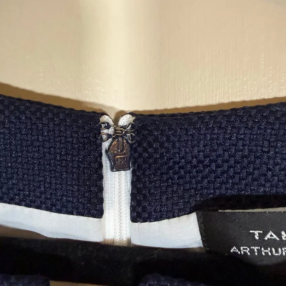 Tahari Arthur Levine Sleeveless Sheath Career Dress White Navy Colorblock 14 - Picture 6 of 8